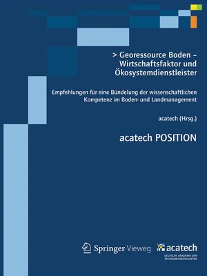 cover image of Georessource Boden – Wirtschaftsfaktor und Ökosystemdienstleister